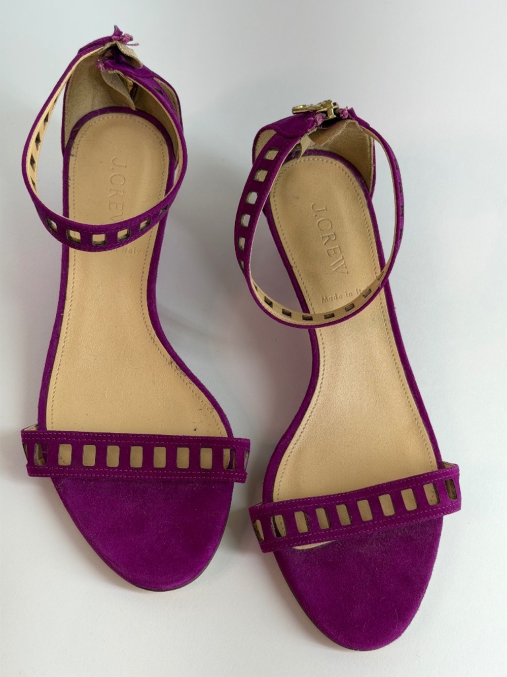 J. Crew Purple Suede Ankle-Strap Sandals